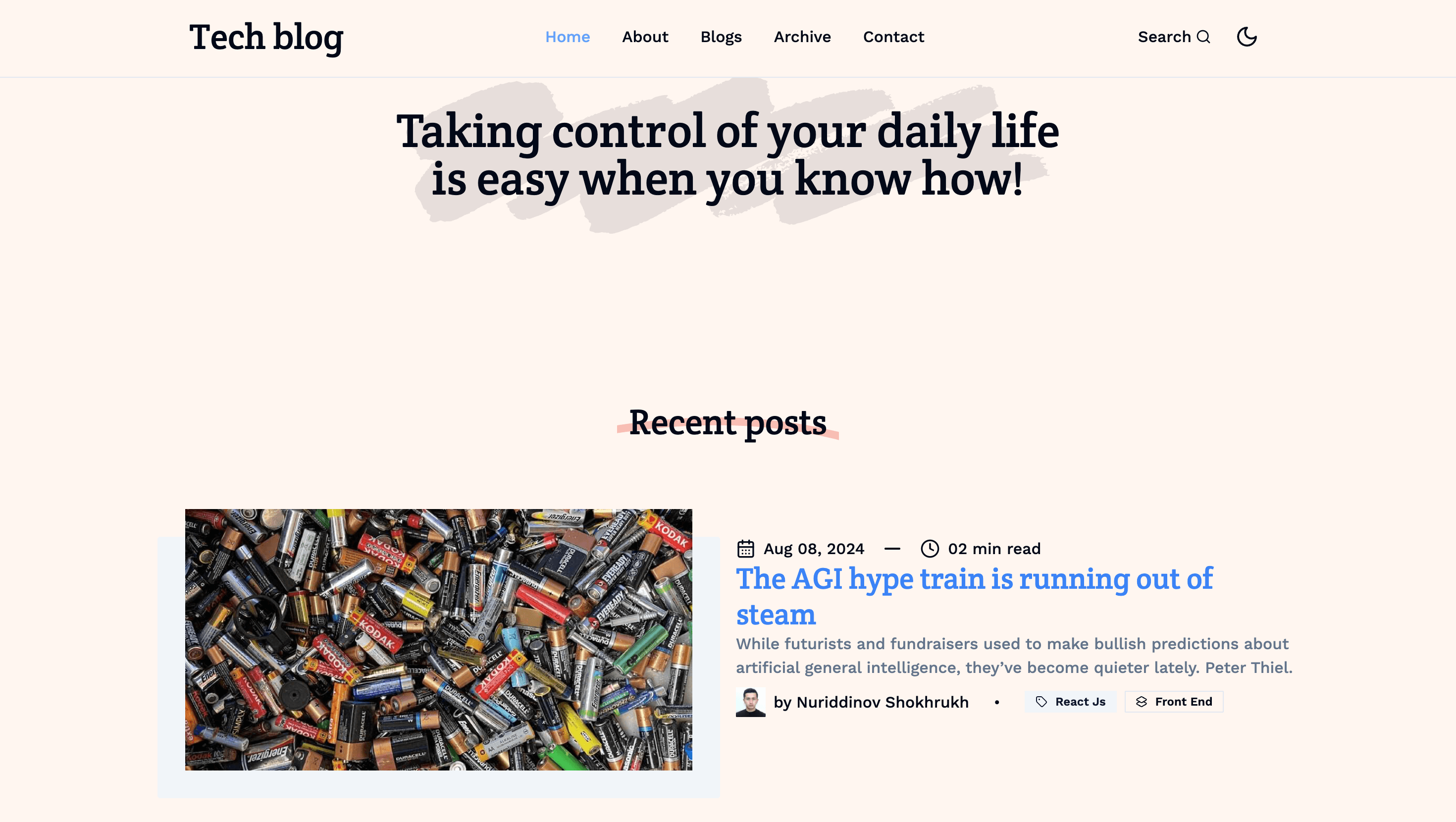 Tech blog website preview